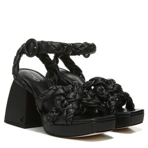 Circus NY Mable Black Braided Women Block Heel Sandal